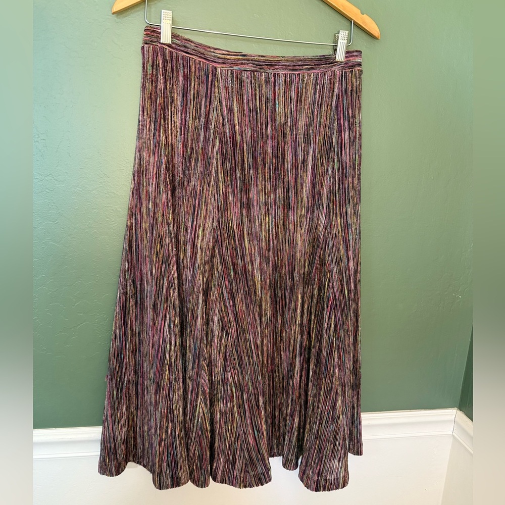 Maeve Multicolor Metallic Pleated A-Line Skirt Size M